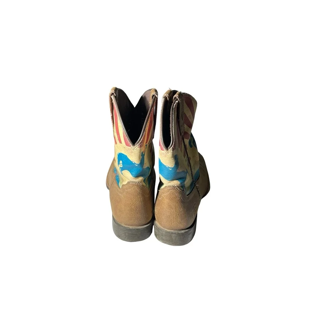 Ariat Kids Western Boots Tan Leather Desert Bronco Sun Square Toe  Sz 1.5